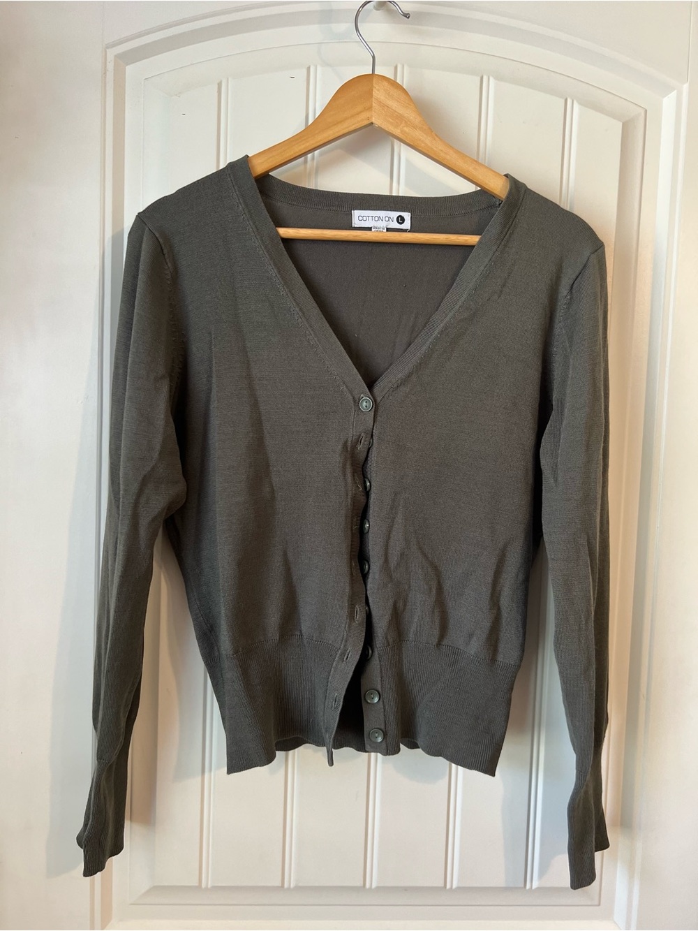 Cotton On Olive Green Button-Up V-Neck Cardigan
